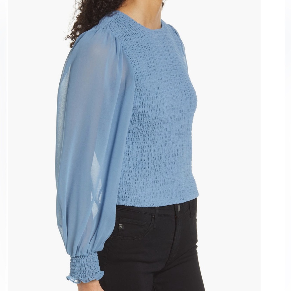 Nordstrom Powder Blue Smocked Blouse - Picture 12 of 14